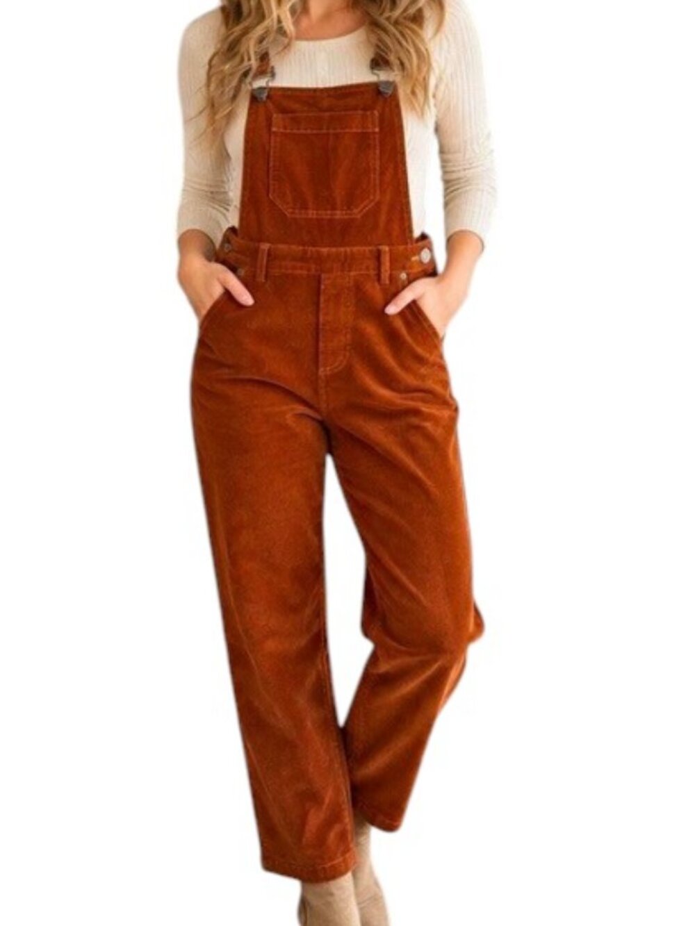 Modcloth High Waisted Corduroy Overalls, NWT, Nutmeg, 2X